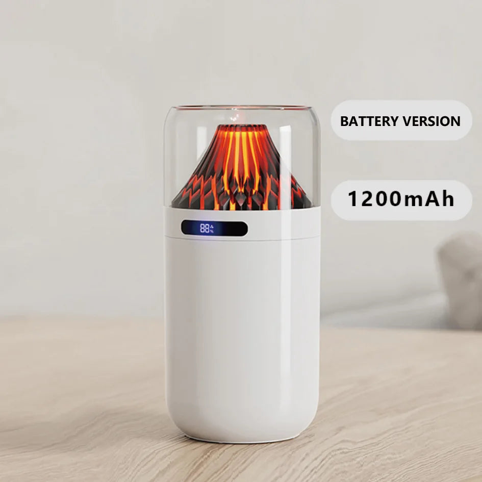 Volcano Mini Humidifier - USB Rechargeable/Battery, Digital Display, Car Diffuser & Air Hydration for Home/Office/Car