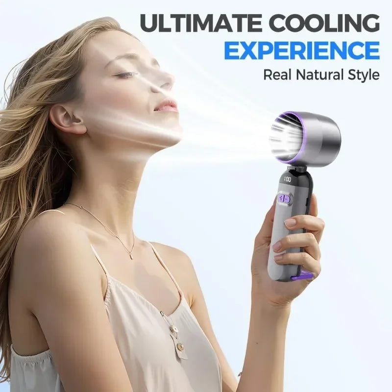 5000AH Hand Fan Mini Turbo Fans Mini Ice Cooling Fan Hand Folding High-Speed Turbine Fan Cooling Ice Fan Portable Handheld Fans