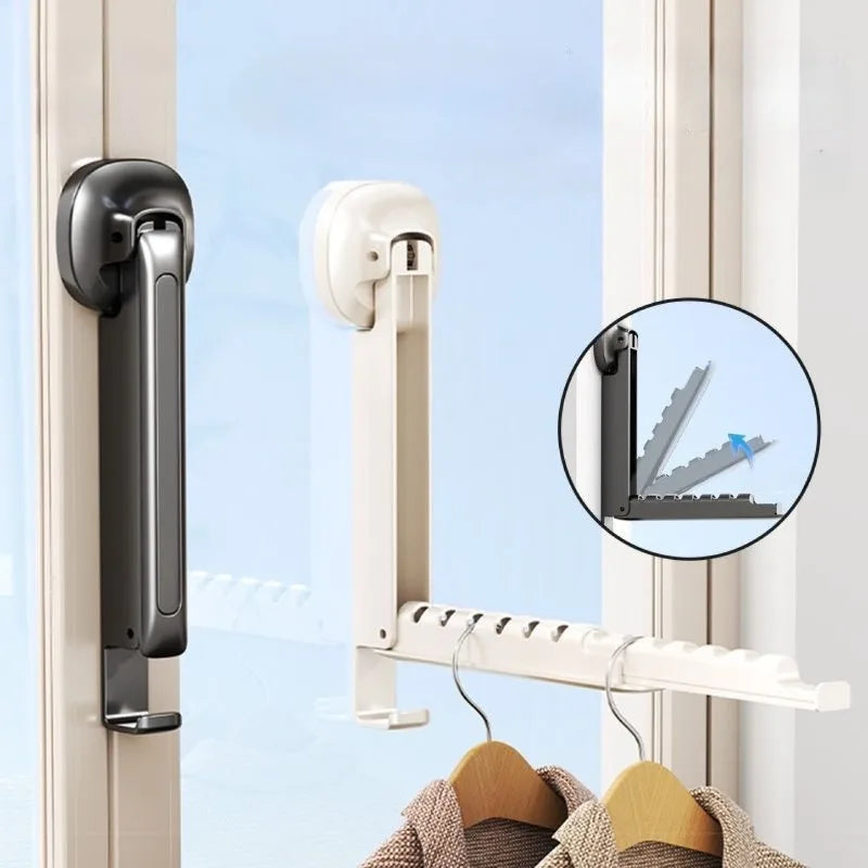 Clothes Racks Folding Wall-Mounted Clothes Drying Rack with Suction Cup Foldable Retractable Portable Clothes Drying Folding