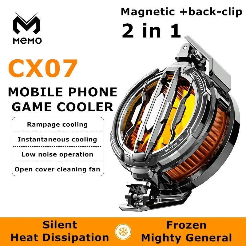 MEMO 2024 NEW Magnetic/Back-Clip 2 in 1 Mobile Phone Semiconductor Cooling Fan Radiator CX07 for Game Cooler