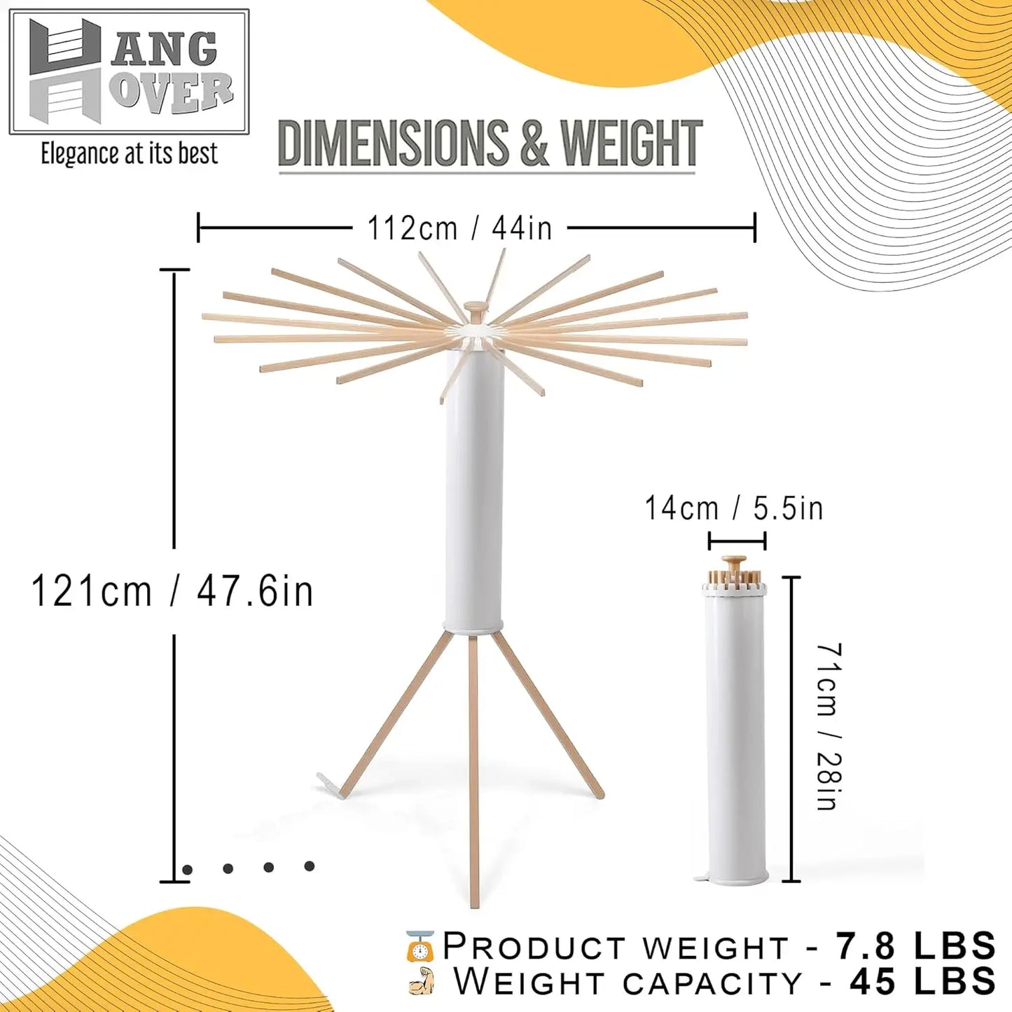 Foldable Octopus-Style Clothes Drying Rack Foldable Clothes Drying Bamboo Rack Portable Rotating Clothes Drying Rod 16 Rods