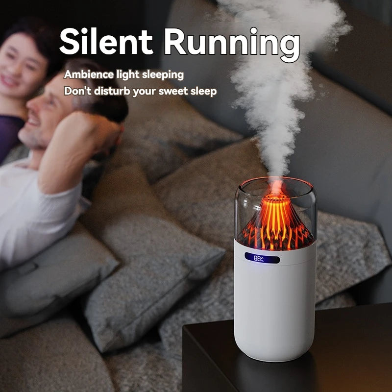 Volcano Mini Humidifier - USB Rechargeable/Battery, Digital Display, Car Diffuser & Air Hydration for Home/Office/Car