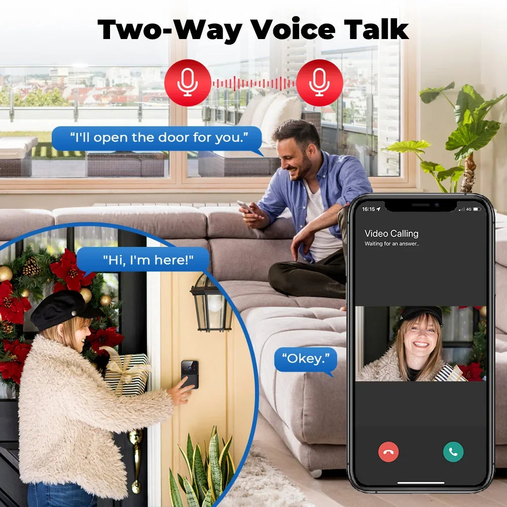 2026 Wifi Video Doorbell 1080P Tuya Smart Outdoor Wireless Intercom Waterproof Wireless Camera Ringing Bell