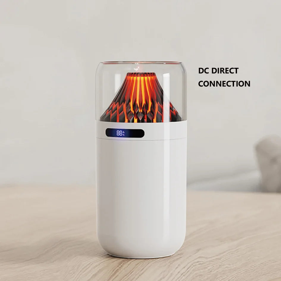 Volcano Mini Humidifier - USB Rechargeable/Battery, Digital Display, Car Diffuser & Air Hydration for Home/Office/Car
