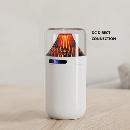 Volcano Mini Humidifier - USB Rechargeable/Battery, Digital Display, Car Diffuser & Air Hydration for Home/Office/Car