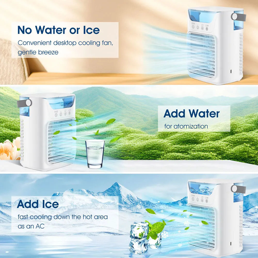Air Conditioners Desktop Air Conditioners Fan Portable Small Mini Spray Water AC with Timer Small Room Air Conditioners for Room