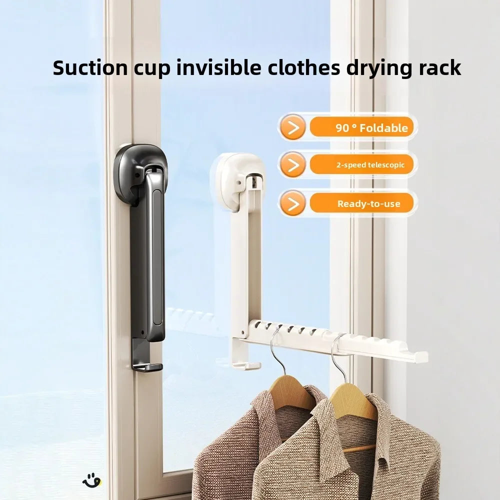 Clothes Racks Folding Wall-Mounted Clothes Drying Rack with Suction Cup Foldable Retractable Portable Clothes Drying Folding