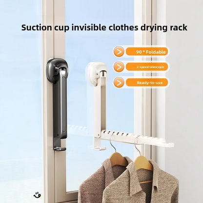 Clothes Racks Folding Wall-Mounted Clothes Drying Rack with Suction Cup Foldable Retractable Portable Clothes Drying Folding