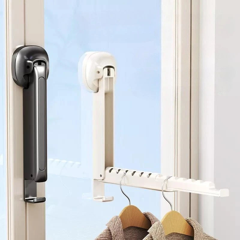 Clothes Racks Folding Wall-Mounted Clothes Drying Rack with Suction Cup Foldable Retractable Portable Clothes Drying Folding