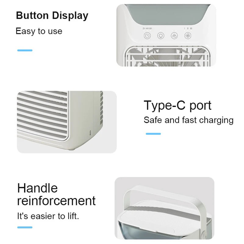 Air Conditioners Desktop Air Conditioners Fan Portable Small Mini Spray Water AC with Timer Small Room Air Conditioners for Room