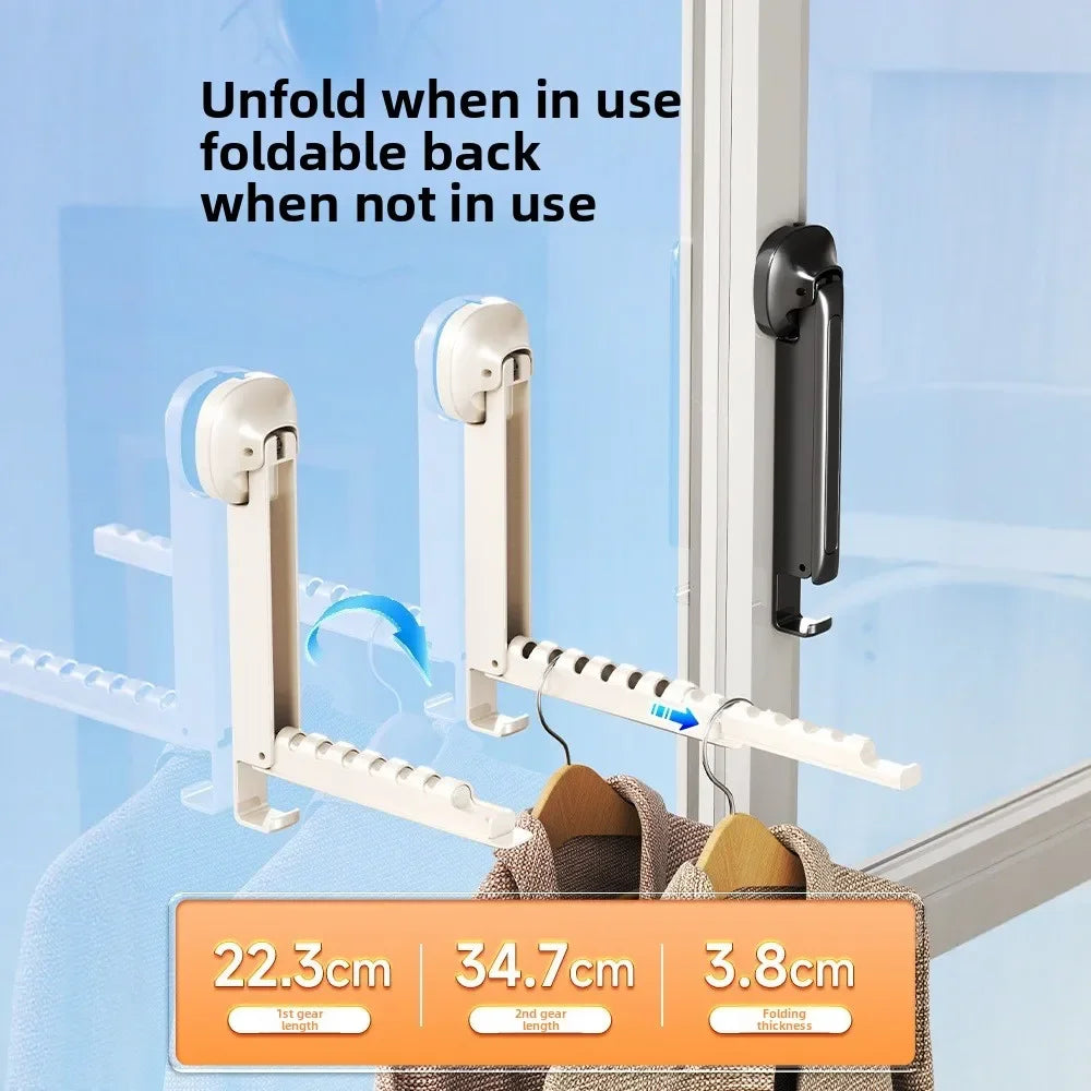 Clothes Racks Folding Wall-Mounted Clothes Drying Rack with Suction Cup Foldable Retractable Portable Clothes Drying Folding